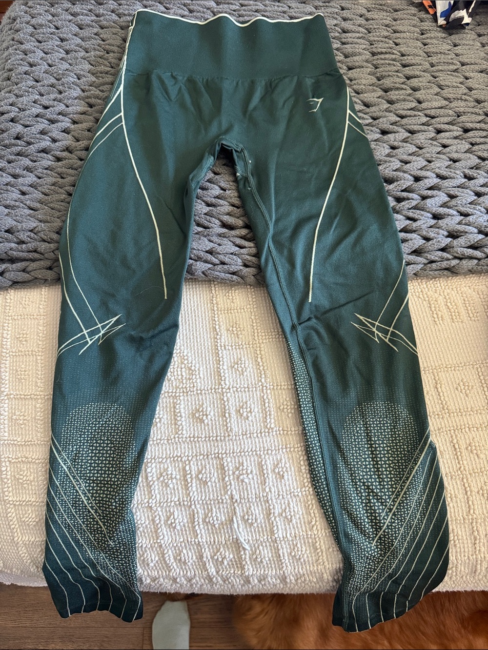 Gymshark Forest Green High-Waist Seamless Leggings with White Detailing